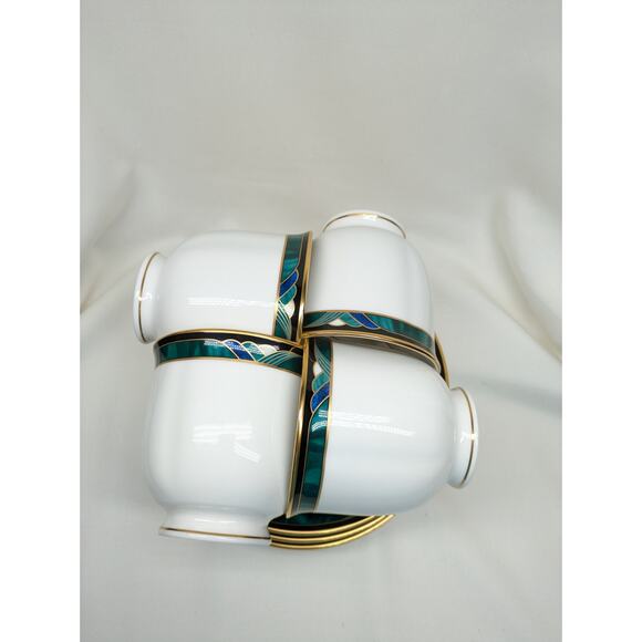 Set of 4 Lenox Kelly Debut Collection Cups and Saucers - 8 Pieces Green 6" USA - Picture 2 of 7